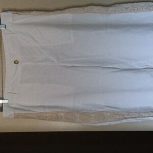 White Linen Pants w Crochet Strip Down Sides